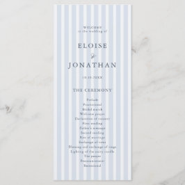 Modern Classic Stripes Dusty Blue Vintage Wedding Program