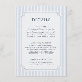 Modern Classic Stripes Dusty Blue Wedding Details Tilläggskort