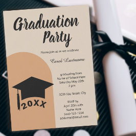 Modern Classic Terracotta Beige Arch Grad Party Inbjudningar