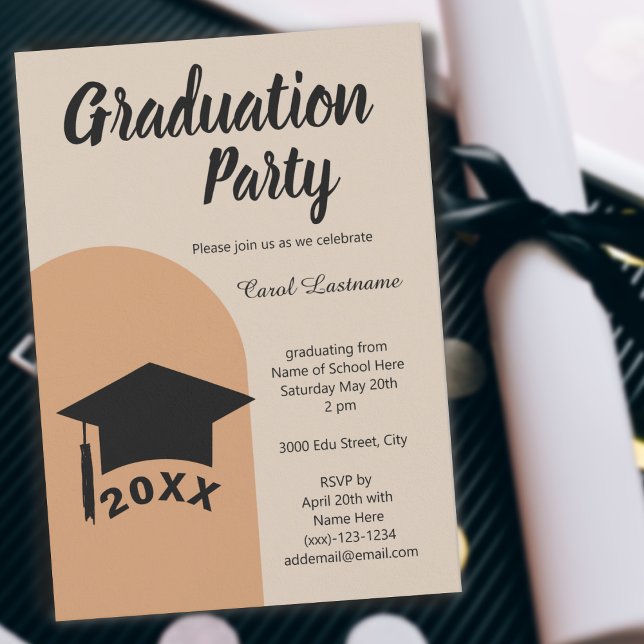 Modern Classic Terracotta Beige Arch Grad Party Inbjudningar (Skapare uppladdad)