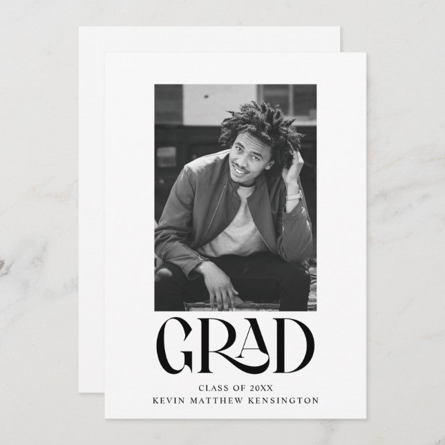 Modern Classic Typography Studenten Photo Meddelande (Fram/baksida)