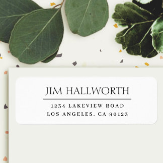 Modern Classic White & Black Returadress Etikett