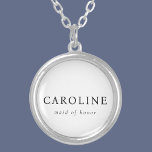 Modern Classic White Maid of honor Namn Silverpläterat Halsband<br><div class="desc">Ett modernt,  klassiskt,  vitt halsband i maid of honor är klasssofistikerat. Det är perfekt för brudgåva.</div>