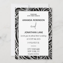Modern Classy Black and White Wedding-inbjudan