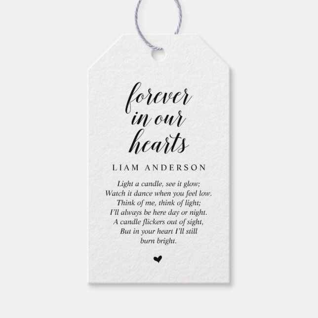 Modern Classy Black, Funeral Memorial Service Presentetikett (Framsidan)