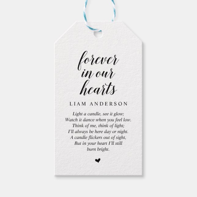 Modern Classy Black, Funeral Memorial Service Presentetikett (Framsidan)