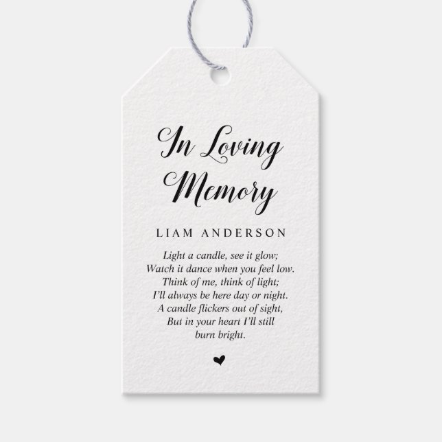 Modern Classy Black, Funeral Memorial Service Presentetikett (Framsidan)