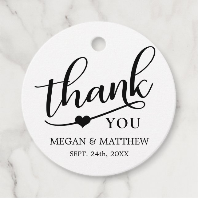 Modern Classy Black & White Bröllop Tack Gåvor Etiketter (Framsida)