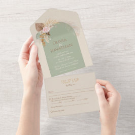 Modern Classy Boho Rustic Beige Mint Bröllop