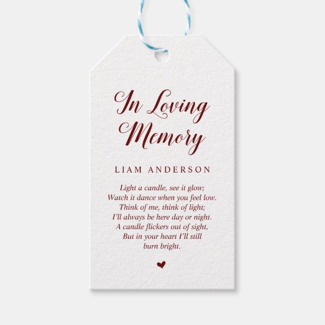 Modern Classy Burgundy, Funeral Memorial Service Presentetikett (Framsidan)