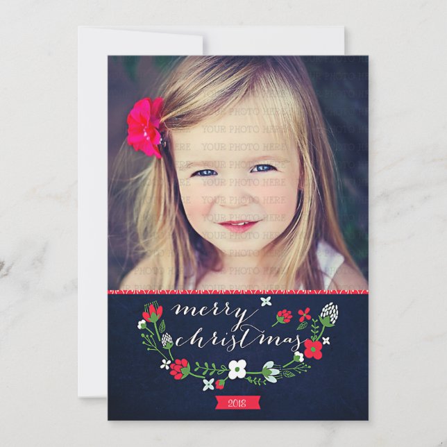 Modern Classy Chevron God jul Photo Card Julkort (Framsida)
