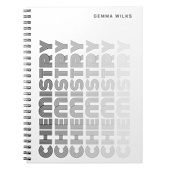 Modern Classy Editable Subjekt Chemistry White Anteckningsbok (Framsidan)