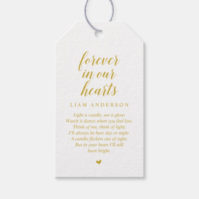 Modern Classy Guld, begravningsminnestjänst Presentetikett (Framsidan)