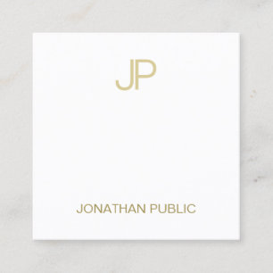 Modern Classy Guld Monogram Simple Coola Plain Lux Fyrkantigt Visitkort