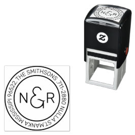 Modern Classy Monogram Family Namn Returadress Självfärgande Stämpel