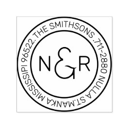 Modern Classy Monogram Family Namn Returadress Självfärgande Stämpel