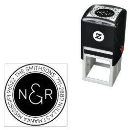 Modern Classy Monogram Family Namn Returadress Självfärgande Stämpel