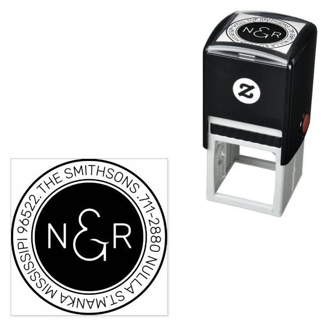 Modern Classy Monogram Family Namn Returadress Självfärgande Stämpel (In Situ)