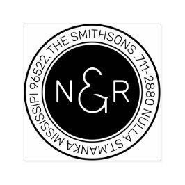 Modern Classy Monogram Family Namn Returadress Självfärgande Stämpel