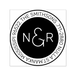 Modern Classy Monogram Family Namn Returadress Självfärgande Stämpel