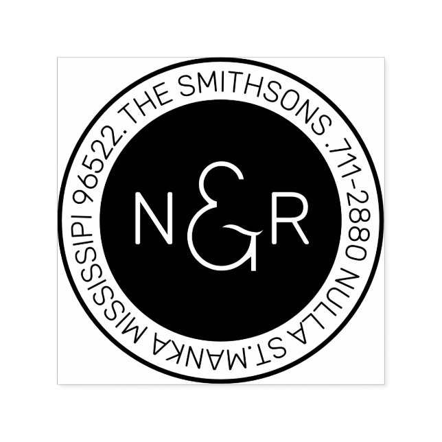 Modern Classy Monogram Family Namn Returadress Självfärgande Stämpel (Design)
