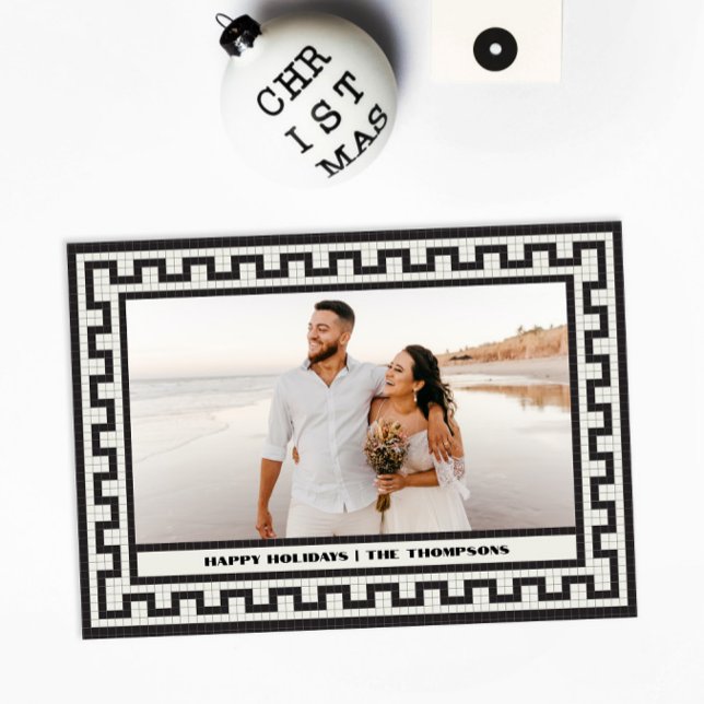 Modern Classy Mosaic Tile-julfotkort Inbjudningar (Skapare uppladdad)