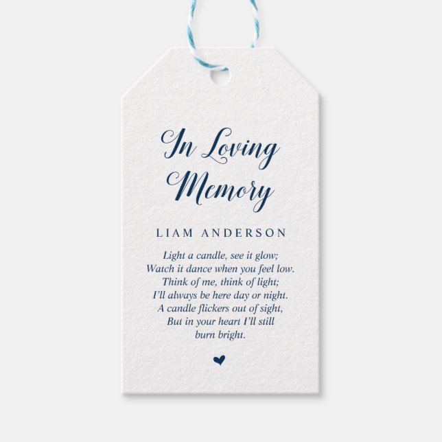 Modern Classy Navy Blue, Funeral Memorial Service Presentetikett (Framsidan)