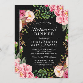 Modern Classy Rosa Blommigt Bröllop Rehearsal Dinn Inbjudningar