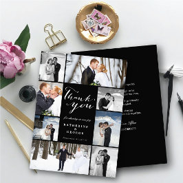 Modern Classy Script 8 Multi Photo Snyggt Bröllop Tack Kort