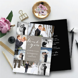 Modern Classy Script 8 Multi Photo Snyggt Bröllop Tack Kort