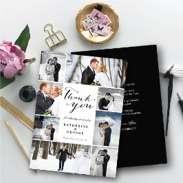 Modern Classy Script 8 Multi Photo Snyggt Bröllop Tack Kort