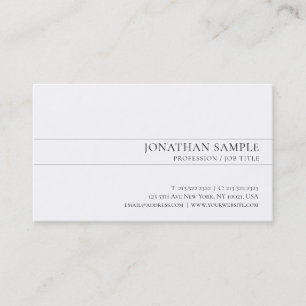 Modern Classy Sleek Design White Plain Trending Visitkort