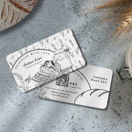 Modern Clean Hand Sketch Sourdough Homemade Bread Visitkort