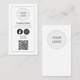 Modern Clean White QR Code Social Media Visitkort