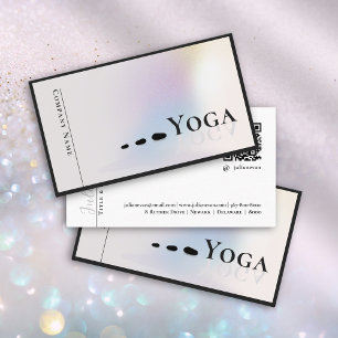Modern Clean Yoga Instructor HoloGraph Silver Visitkort