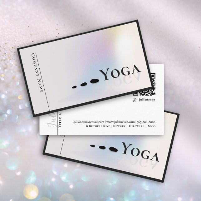 Modern Clean Yoga Instructor HoloGraph Silver Visitkort (Skapare uppladdad)