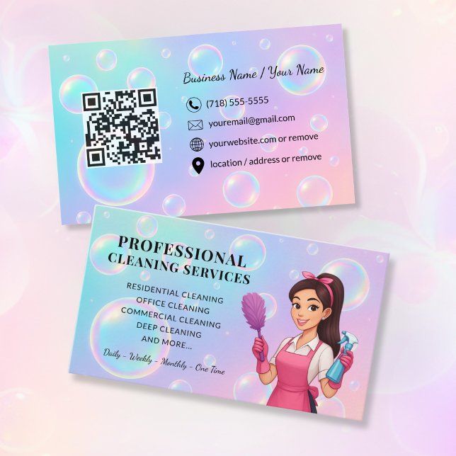 Modern Cleaning Service Business Card Visitkort (Skapare uppladdad)
