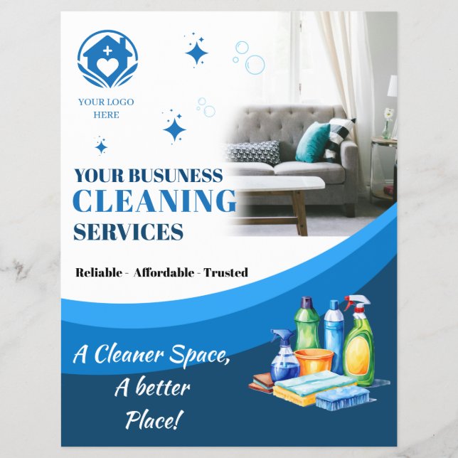 Modern Cleaning Service Flyer Template | Editable  (Framsidan)