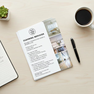 Modern Cleaning Services Foto Logotyp Vit Flygblad