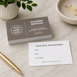 Modern Cleaning Services Logo Beige Tidsbeställning Kort