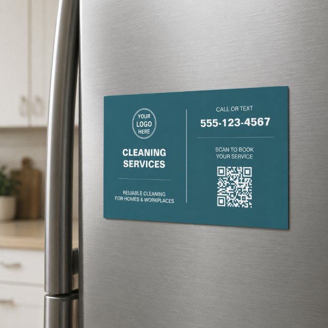 Modern Cleaning Services Logo QR Magnetisk Kort (Modern Cleaning Services Logo QR Magnetic Card)