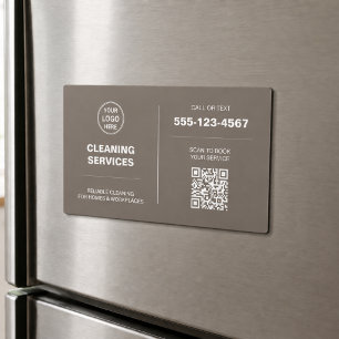 Modern Cleaning Services Logo QR Magnetisk Kort