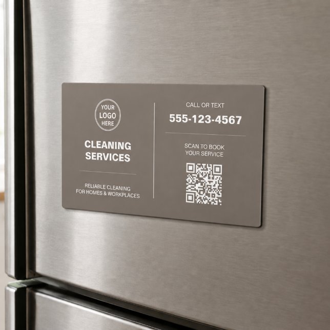 Modern Cleaning Services Logo QR Magnetisk Kort (Modern Cleaning Services Logo QR Magnetic Card)