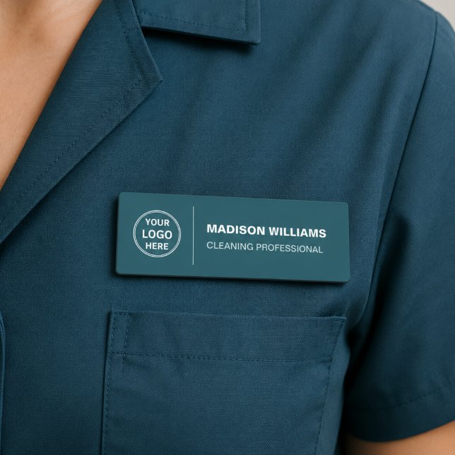 Modern Cleaning Services Logo Turkos Namnbricka (Modern Cleaning Services Logo Teal Name Tag)