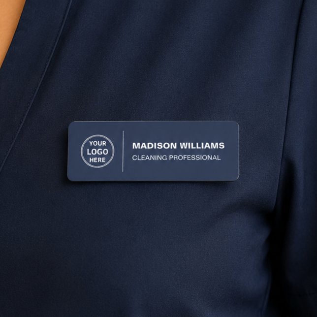 Modern Cleaning Services Logotyp Navyblå Namnbricka (Modern Cleaning Services Logo Navy Blue Name Tag
)