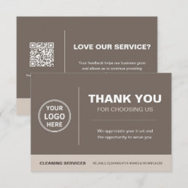 Modern Cleaning Services Logotyp QR-kod Beige Tack Kort