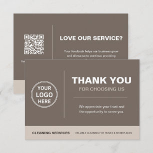 Modern Cleaning Services Logotyp QR-kod Beige Tack Kort