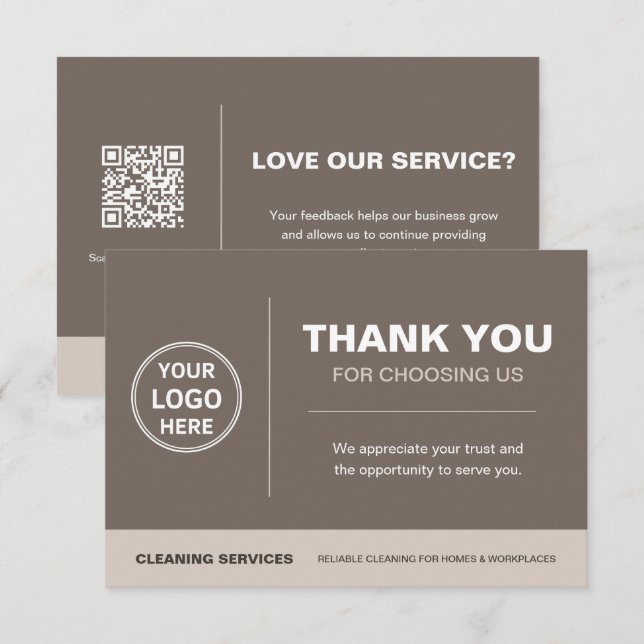 Modern Cleaning Services Logotyp QR-kod Beige Tack Kort (Fram/baksida)