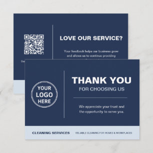 Modern Cleaning Services Logotyp QR-kod Marinblå Tack Kort