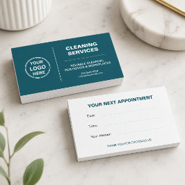 Modern Cleaning Services Logotyp Teal Tidsbeställning Kort